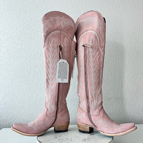 Lane LEXINGTON Over the Knee Womens Cowboy Boots 5.5 Pink Western Cowgirl Tall - Picture 9 of 14